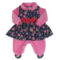 Macacão Manga Longa Mimo Floral Azul com Pink Plush Macacão Manga Longa Mimo Floral Azul com Pink Plush