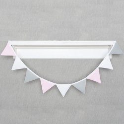 Varal de Bandeirinhas Rosa, Branco e Cinza Varal de Bandeirinhas Rosa, Branco e Cinza