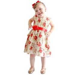 Vestido Infantil Floribella Vermelho 100% Algodão Vestido Infantil Floribella Vermelho 100% Algodão