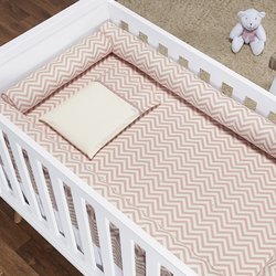 Kit Berço Rolinho Chevron Rosê 7 Peças Kit Berço Rolinho Chevron Rosê 7 Peças