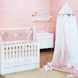 Quarto de Bebê Montessoriano Chevron Rosê 14 Peças Quarto de Bebê Montessoriano Chevron Rosê 14 Peças