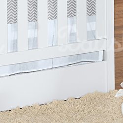 Saia de Berço Chevron Cinza - Branco 100% Algodão Saia de Berço Chevron Cinza - Branco 100% Algodão