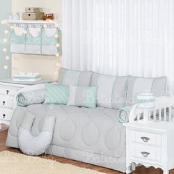 Kit Cama Babá Noah Verde 100% Algodão 8 Peças Kit Cama Babá Noah Verde 100% Algodão 8 Peças