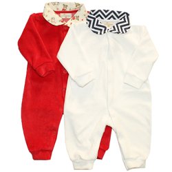 Kit Macacões de Bebê Basic Vermelho e Branco Kit Macacões de Bebê Basic Vermelho e Branco