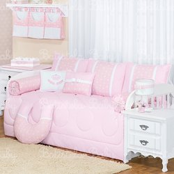 Kit Cama Babá Coroinha Rosa 100% Algodão 8 Peças Kit Cama Babá Coroinha Rosa 100% Algodão 8 Peças