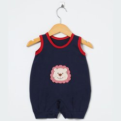 Macacão Curto de Bebê Leão Marinho e Vermelho Macacão Curto de Bebê Leão Marinho e Vermelho