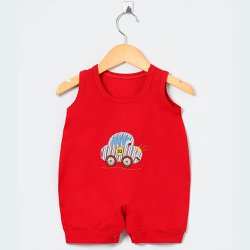 Macacão de Verão Carrinho Vermelho 100% Algodão Macacão de Verão Carrinho Vermelho 100% Algodão