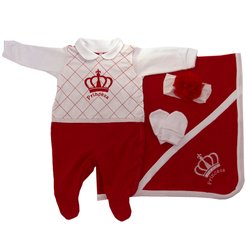 Saída de Maternidade Majestade Vermelho 100% Algodão Saída de Maternidade Majestade Vermelho 100% Algodão