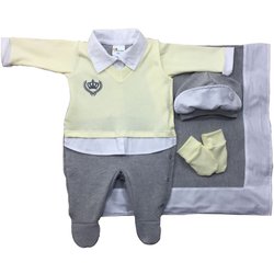 Saída de Maternidade Meu Príncipe Amarelo 4 Peças Saída de Maternidade Meu Príncipe Amarelo 4 Peças