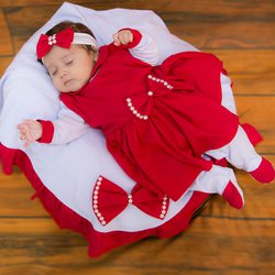 Saída Maternidade Encanto Vermelho e Branco Saída Maternidade Encanto Vermelho e Branco