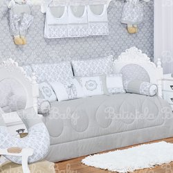 Kit Cama Babá Damask Cinza 200 Fios 100% Algodão 11 Peças Kit Cama Babá Damask Cinza 200 Fios 100% Algodão 11 Peças