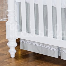 Saia de Berço Damask Cinza 200 Fios 100% Algodão Saia de Berço Damask Cinza 200 Fios 100% Algodão