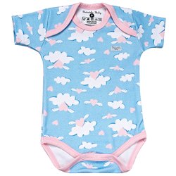 Body de Bebê Nuvem Azul e Rosa Manga Curta Body de Bebê Nuvem Azul e Rosa Manga Curta
