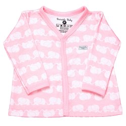 Casaco de Bebê Elefante Rosa Manga Longa Casaco de Bebê Elefante Rosa Manga Longa