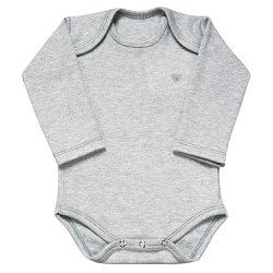 Body de Bebê Manga Longa Cinza Body de Bebê Manga Longa Cinza