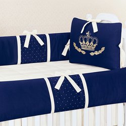 Kit Berço Majestade Marinho 100% Algodão 150 Fios 9 Peças Kit Berço Majestade Marinho 100% Algodão 150 Fios 9 Peças