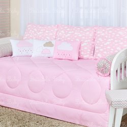 Kit Cama Babá Nuvenzinha Rosa 100% Algodão 9 Peças Kit Cama Babá Nuvenzinha Rosa 100% Algodão 9 Peças