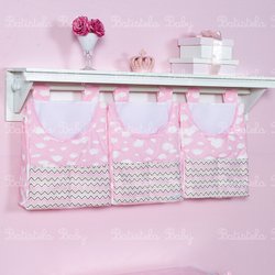 Porta Fraldas + Prateleira Nuvenzinha Rosa 5 Peças Porta Fraldas + Prateleira Nuvenzinha Rosa 5 Peças