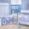 Quarto Completo Luxo Azul - Branco Enxoval Bebê Menino 100% Algodão