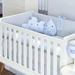 Kit Berço Chevron Nuvem e Gotinha Azul 100% Algodão Kit Berço Chevron Nuvem e Gotinha Azul 100% Algodão