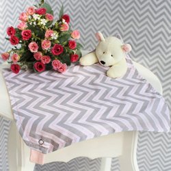 Naninha para Bebê Ursinha Chevron Rosa Naninha para Bebê Ursinha Chevron Rosa