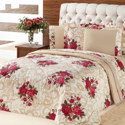 Kit Cama Queen Murano Buquê Vermelho 3 Peças Kit Cama Queen Murano Buquê Vermelho 3 Peças