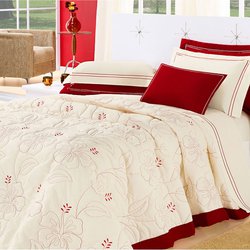 Cobre Leito Cama Casal Queen Belle Vermelho 5 Peças Cobre Leito Cama Casal Queen Belle Vermelho 5 Peças