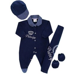Saída de Maternidade Príncipe Azul Marinho Malha Saída de Maternidade Príncipe Azul Marinho Malha