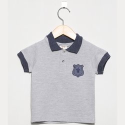 Camisa de Bebê Polo Brasão Cinza Camisa de Bebê Polo Brasão Cinza