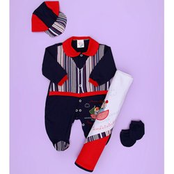 Saída de Maternidade Marinheiro Bebê Menino Azul Malha 4 Peças Saída de Maternidade Marinheiro Bebê Menino Azul Malha 4 Peças