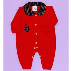 Macacão Manga Longa Joaninha Vermelho Para Bebê Menina Macacão Manga Longa Joaninha Vermelho Para Bebê Menina