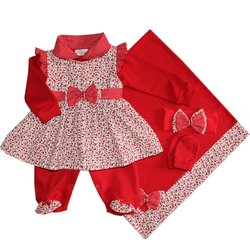 Saída de Maternidade Florzinha Vermelha Malha Saída de Maternidade Florzinha Vermelha Malha