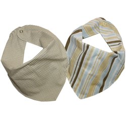 Babador Bandana Listras Azul e Bege 2 Peças Babador Bandana Listras Azul e Bege 2 Peças