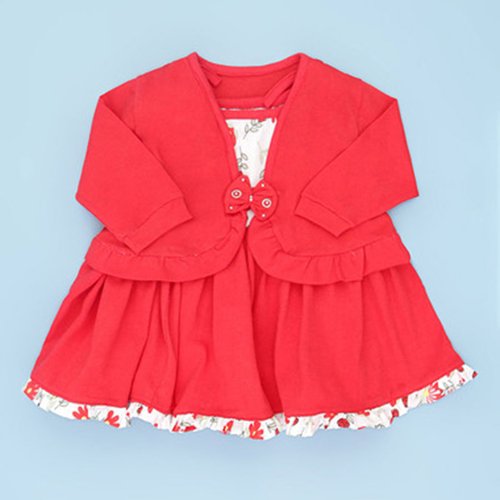 Vestido de Bebê Menina Vermelho Com Casaquinho