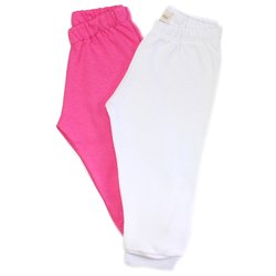 Kit Mijão de Bebê Básico Pink e Branco 2 Peças Kit Mijão de Bebê Básico Pink e Branco 2 Peças