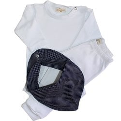 Kit Maternidade Poá Marinho Body + Mijão + Bandana 3 Peças Kit Maternidade Poá Marinho Body + Mijão + Bandana 3 Peças