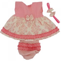 Conjunto Bebê Vestido + Tiara + Calcinha Analu Rosê Conjunto Bebê Vestido + Tiara + Calcinha Analu Rosê