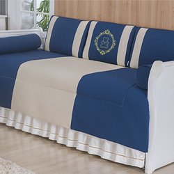 Kit Cama Babá Realeza Marinho 100% Algodão 6 Peças Kit Cama Babá Realeza Marinho 100% Algodão 6 Peças