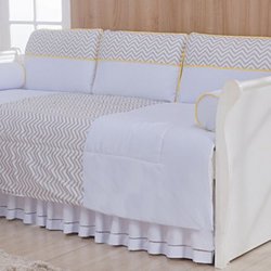 Kit Cama Babá Chevron Amarelo 100% Algodão 6 Peças Kit Cama Babá Chevron Amarelo 100% Algodão 6 Peças