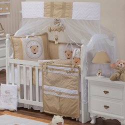 Kit Berço Urso Elliot Chevron Cáqui 100% Algodão 9 Peças Kit Berço Urso Elliot Chevron Cáqui 100% Algodão 9 Peças