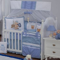 Kit Berço Ursinho Prince Azul 100% Algodão 9 Peças Kit Berço Ursinho Prince Azul 100% Algodão 9 Peças