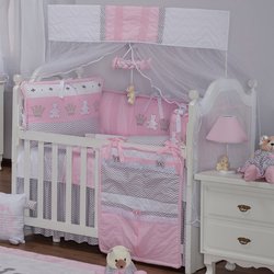 Kit Berço Imperialle Chevron Rosa 100% Algodão 9 Peças Kit Berço Imperialle Chevron Rosa 100% Algodão 9 Peças