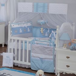 Kit Berço Imperialle Chevron Azul 100% Algodão 9 Peças Kit Berço Imperialle Chevron Azul 100% Algodão 9 Peças