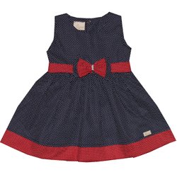 Vestido de Bebê Sonho Poá Azul - Vermelho Vestido de Bebê Sonho Poá Azul - Vermelho
