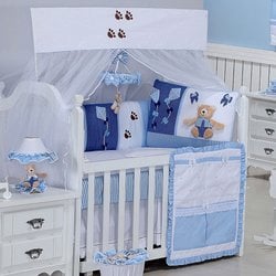 Kit Berço Ursinho Bony Azul e Branco 9 Peças Kit Berço Ursinho Bony Azul e Branco 9 Peças
