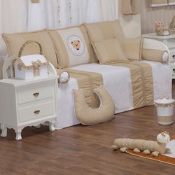 Kit Cama Babá Urso Elliot Chevron Cáqui 100% Algodão 10 Peças Kit Cama Babá Urso Elliot Chevron Cáqui 100% Algodão 10 Peças