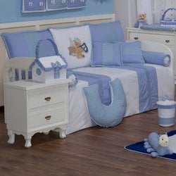 Kit Cama Babá Ursinho Prince Azul 100% Algodão 10 Peças Kit Cama Babá Ursinho Prince Azul 100% Algodão 10 Peças