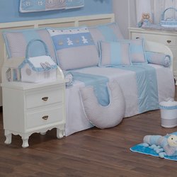 Kit Cama Babá Imperialle Chevron Azul 100% Algodão 10 Peças Kit Cama Babá Imperialle Chevron Azul 100% Algodão 10 Peças