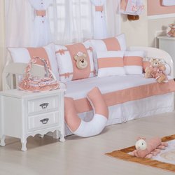 Kit Cama Babá Ursa Princesa Kate Salmão 10 Peças Kit Cama Babá Ursa Princesa Kate Salmão 10 Peças