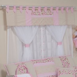 Cortina Quarto de Bebê Lacinho Floral Rosa 7 Peças Cortina Quarto de Bebê Lacinho Floral Rosa 7 Peças